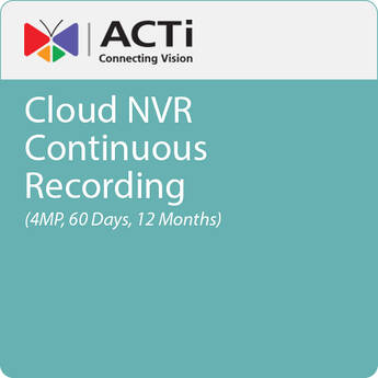ACTi Cloud NVR Continuous Recording (4MP, 60 Days, 12 Months)