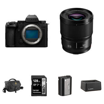 Panasonic LUMIX S5 IIX Mirrorless Camera with 50mm f/1.8 Lens and Essentials+ Kit (Black)