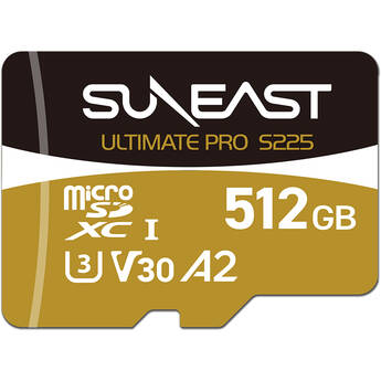 SUNEAST 512GB Ultimate Pro S225 UHS-I microSDXC Memory Card with SD Adapter (Gold Series)