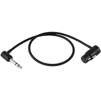 Cable Techniques Slim Low-Profile Right-Angle 3-Pin XLR Female to Right-Angle 1/4" TRS Patch Cable (Black Caps, 18")