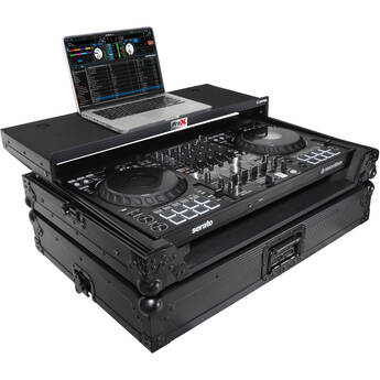 ProX ATA Flight-Style Slim Road Case with Laptop Shelf for DDJ-FLX10 and DDJ-GRV6 Controllers (All Black)