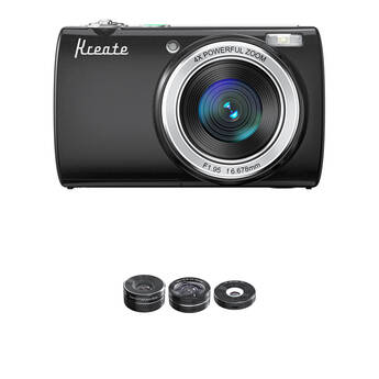 Kreate KR48 Digital Point and Shoot Camera with W37 Series Lens Kit (Black)