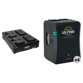 Core SWX Helix Max Smart 4-Battery Kit with Mach4 Quad Charger (158Wh, Gold Mount)