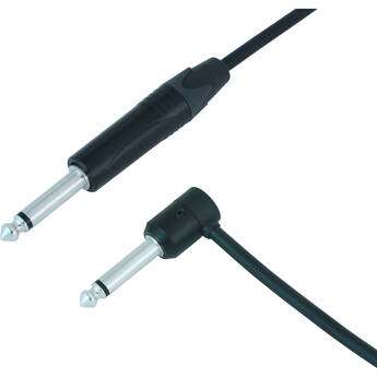 Cable Techniques Low-Profile Right-Angle 1/4" TS Male to Straight TS Male Cable (10', Black Cap with ID Ring)