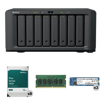 Synology 128TB DiskStation DS1825+ 8-Bay NAS Enclosure Kit with Dual Internal SSDs and RAM Expansion (8 x 16TB)