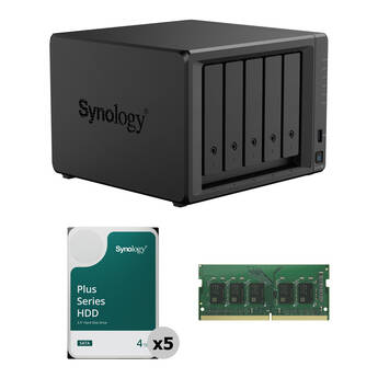 Synology 20TB DiskStation DS1525+ 5-Bay NAS Enclosure Kit with RAM Expansion (5 x 4TB)