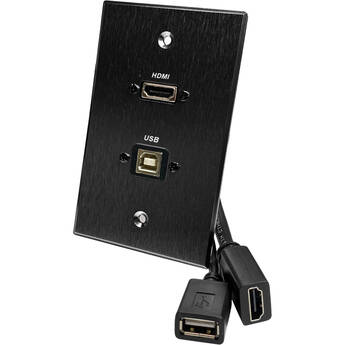 Comprehensive HDMI and USB-B Pass-Through Wall Plate with Pigtail (Black)
