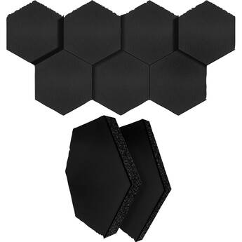 Auralex Studiofoam Synergy Hexagon Modular Acoustical Absorption Panel Set (Black, 10", 7-Piece)