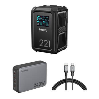 SmallRig X221 V-Mount Battery with 240W 4-Port USB-C AC Adapter & USB-C Cable (3.3')