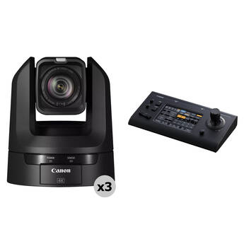 Canon CR-N300 4K PTZ 3-Camera Kit with RC-IP100 Controller (Satin Black)