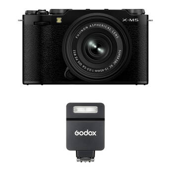 FUJIFILM X-M5 Mirrorless Camera with 15-45mm f/3.5-5.6 Lens and Godox iT22 Mini Flash Kit (Black)