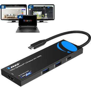 OREI SplitExtend USB-C Dual HDMI Hub 1080p Dual Display (100W PD)
