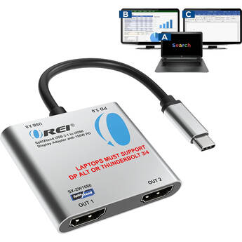 OREI SplitExtend USB-C Docking Hub with Dual HDMI 4K@60Hz (100W PD)