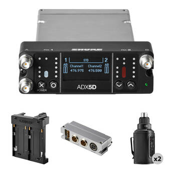 Shure Axient Digital Dual-Channel Portable Wireless System for Audio Bag with Two ADX3 Plug-On Transmitters, L-Battery Sled, and No Mics (G57: 470 to 616 MHz)