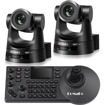 FoMaKo BN202 NDI HX3 PTZ 2-Camera Bundle with 20x Zoom + PTZ Controller