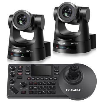 FoMaKo BN302 NDI HX3 PTZ 2-Camera Bundle with 30x Zoom + PTZ Controller