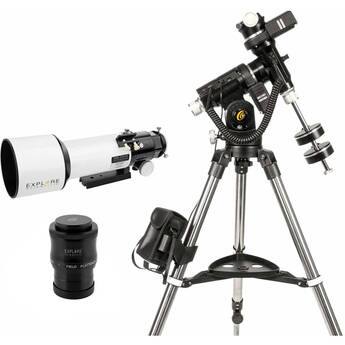 Explore Scientific ED80 ES Triplet Refractor Telescope, Field Flattener f/5 to f/7, iEXOS 100, 2 x 2.2LB CW Kit