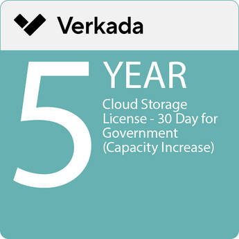 Verkada 5-Year Cloud Storage License for Government (30 Day Retention, Capacity Increase)