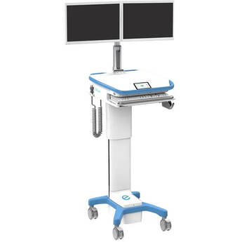 Ergotron Envoy Workstation for Dual 24" Displays with Dual LCD Post, Integrated Power, DC+AC & 4" Casters