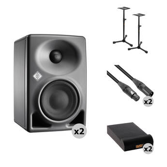 Neumann KH 80 DSP 4" + 1" Active 2-Way Studio Monitor Kit with Stands, Pads, and Cables (Gray, Pair)