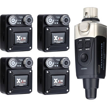 Xvive Audio U45R4 Wireless In-Ear Monitor System with Four Receivers (5.8 GHz, Black)