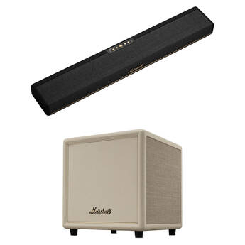 Marshall Heston 60 5.1-Channel Dolby Atmos Soundbar & Heston Sub 200 Subwoofer Kit (Black/Cream)