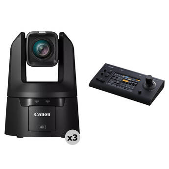 Canon CR-N500 4K NDI PTZ 3-Camera Kit with RC-IP100 Controller (Black)