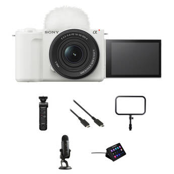 Sony ZV-E10 II Mirrorless Camera with 16-50mm f/3.5-5.6 Lens and Live Streaming Kit (White)