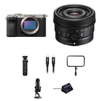 Sony a7C II Mirrorless Camera with 24mm f/2.8 Lens and Live Streaming Kit (Silver)