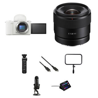 Sony ZV-E10 II Mirrorless Camera with 11mm f/1.8 Lens and Live Streaming Kit (White)