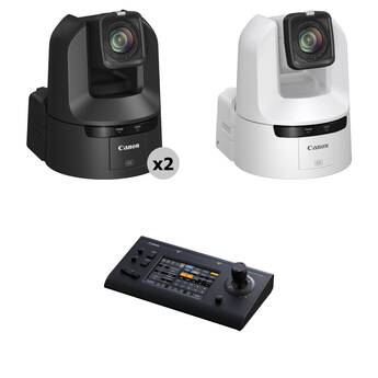 Canon CR-N400 4K 12G-SDI 20x Zoom PTZ 3-Camera Kit with RC-IP1000 Controller (1x White, 2x Black)