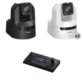 Canon CR-N400 4K 12G-SDI 20x Zoom PTZ 3-Camera Kit with RC-IP1000 Controller (1x Black, 2x White)