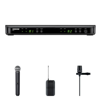 Shure BLX1288/SM58 Dual-Channel Wireless Combo Lavalier & Handheld Microphone System (H11: 572 to 596 MHz)