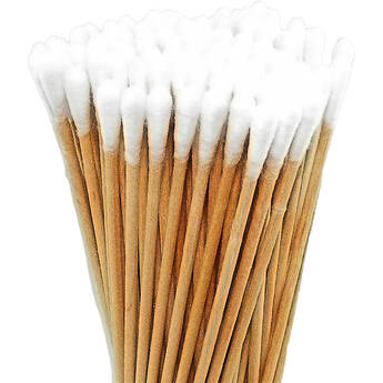 PowerClean Round Tip Cotton Swab on 6" Wooden Stick (100-Pack)
