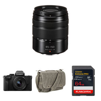 Panasonic LUMIX G100D Mirrorless Camera with 12-32mm f/3.5-5.6 and 45-150mm f//4-5.6 Lenses and Basic Bundle (Black)