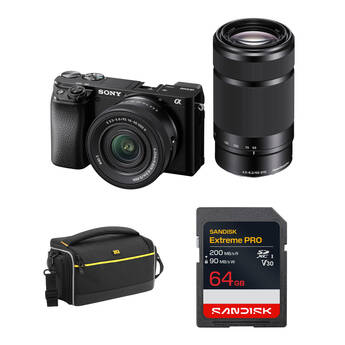 Sony a6100 Mirrorless Camera with 16-50mm and 55-210mm Lenses and Basic Bundle