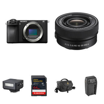Sony a6700 Mirrorless Camera with 16-50mm f/3.5-5.6 Lens and Mini Flash Kit