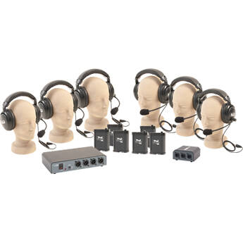 Anchor Audio Portacom 2-Channel/6-User Pack (No Cables) 6 BP-2000,  Dual Muff Headsets, PC-2000 or  B3-2000, And