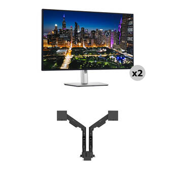 Dell Dual Dell UltraSharp U3225QE 31.5" 4K Monitors & Ergo Arm Kit