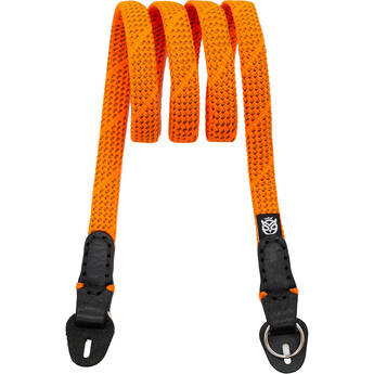 Owlkrown 40" Classic Flat Rope Camera Strap (Pixel Orange, Polished Split Ring)