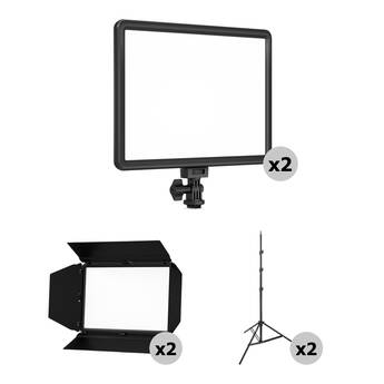 Lume Cube Studio Panel LED Bi-Color Light with Stands & Barndoors (2-Light Kit)