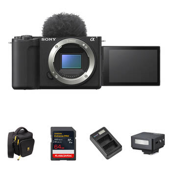 Sony ZV-E10 II Mirrorless Camera with Mini Flash Kit (Black)