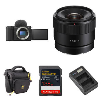 Sony ZV-E10 II Mirrorless Camera with 11mm f/1.8 Lens and Basic Bundle (Black)