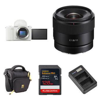 Sony ZV-E10 II Mirrorless Camera with 11mm f/1.8 Lens and Basic Bundle (White)
