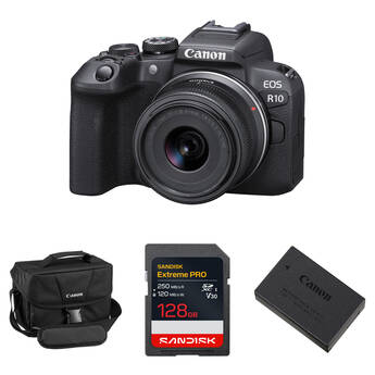Canon EOS R10 Mirrorless Camera with 18-45mm Lens and Essentials+ Kit
