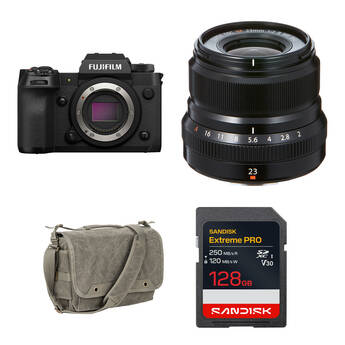 FUJIFILM X-H2 Mirrorless Camera with 23mm f/2 Lens and Basic Bundle