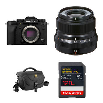 FUJIFILM X-T5 Mirrorless Camera with 23mm f/2 Lens and Basic Bundle (Black)