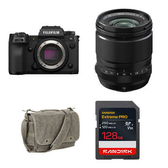FUJIFILM X-H2S Mirrorless Camera with 18mm f/1.4 Lens and Basic Bundle