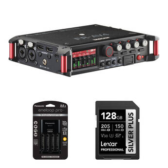 TASCAM FR-AV4 32-Bit-Float Field Recorder with Essentials Kit