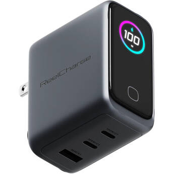 ReelCharge 100W 3-in-1 Wall Charger with Smart Display (Gray)